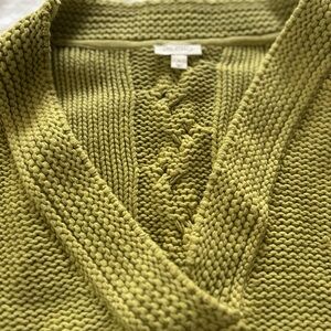 Pilcro Textured V-Neck Sweater in Olive